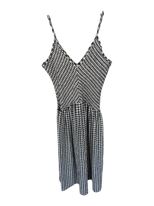 Asos Size M Brown & White Polyester Spaghetti Strap Gingham Smocked Top Dress Brown & White / M