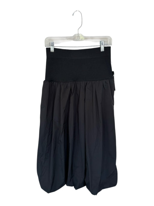 Emerson Lang Size M Black Nylon Waist Band Bubble Hem Maxi Skirt Black / M