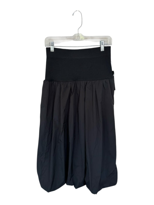 Emerson Lang Size M Black Nylon Waist Band Bubble Hem Maxi Skirt Black / M