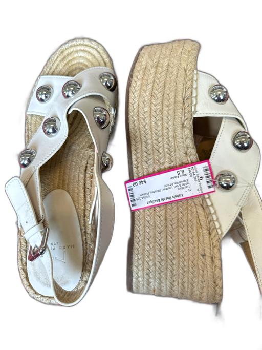 Marc Fisher Shoe Size 8.5 white & tan Leather Studded Platform Sandals white & tan / 8.5