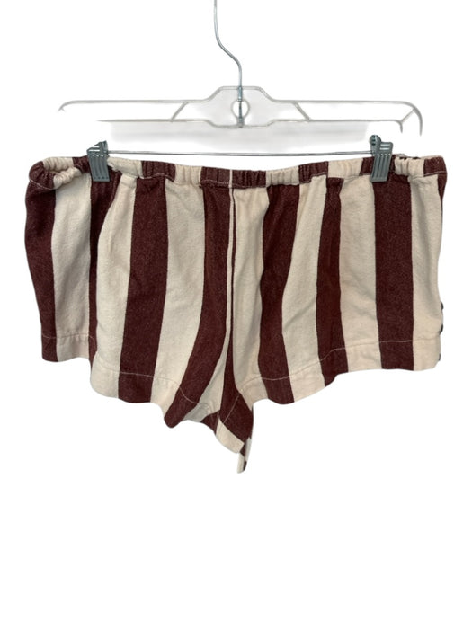 Free People Size M Cream & Brown Cotton Drawstring Striped Shorts Cream & Brown / M