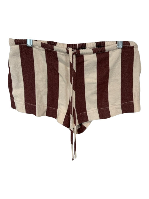 Free People Size M Cream & Brown Cotton Drawstring Striped Shorts Cream & Brown / M