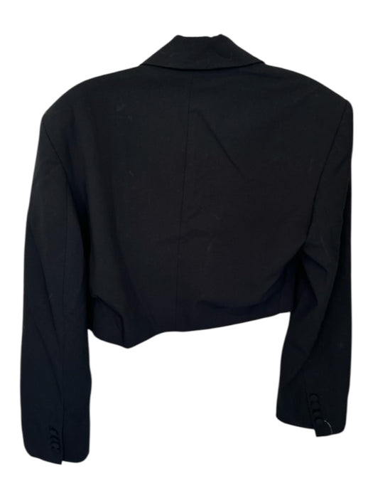 Zara Size Est S Black Polyester Blend Shoulder Pads Cropped Open Front Jacket Black / Est S