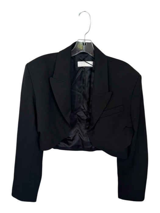 Zara Size Est S Black Polyester Blend Shoulder Pads Cropped Open Front Jacket Black / Est S