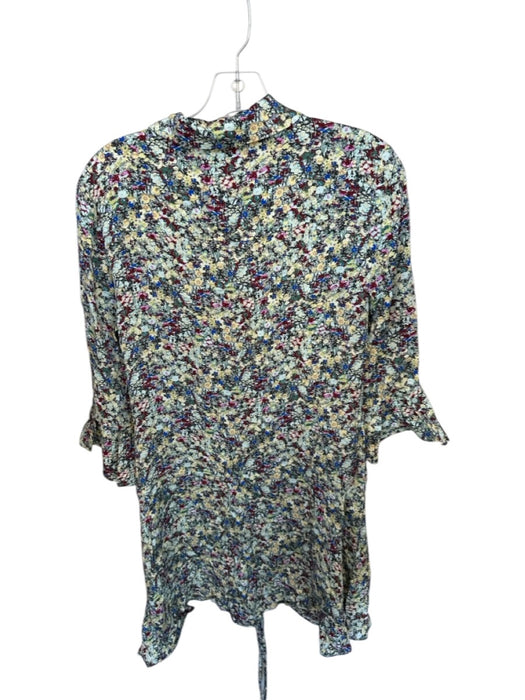 Derek Lam 10 Crosby Size 6 Maroon & Yellow Viscose Long Sleeve Flowers Dress Maroon & Yellow / 6