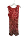 Size M Rust & Beige Polyester Sleeveless Sequins Lined Swirl Detail Dress Rust & Beige / M