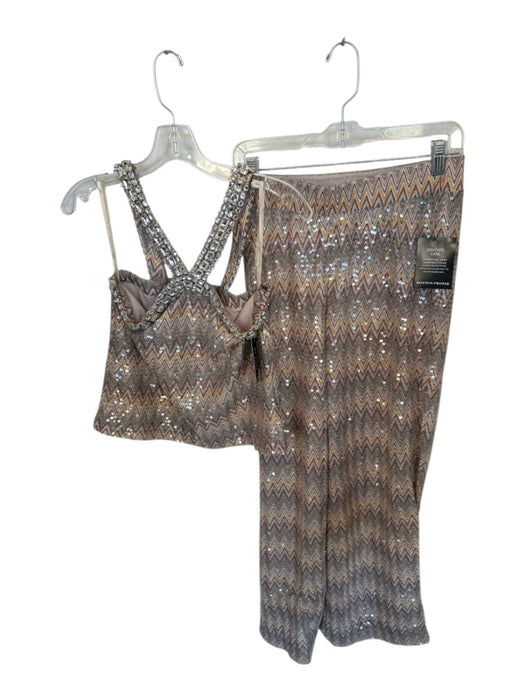 Boston Proper Size S Green & Mauve Polyester Sequins Chevron Wide Leg Pant Set Green & Mauve / S
