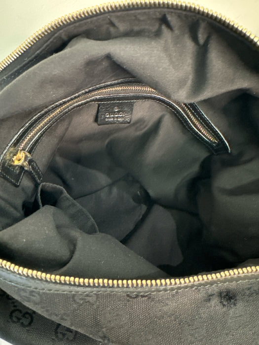 Gucci Black Canvas Guccisima Braid Top Handle Top Zip Hobo Bag