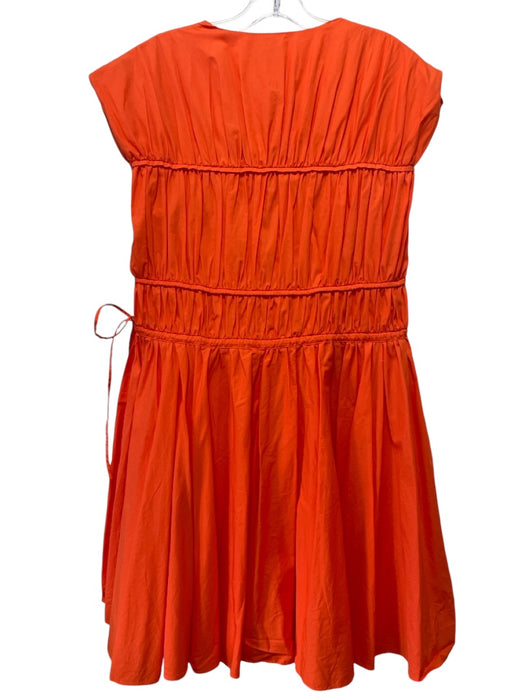 TOVE Size 6 Orange Cotton Sleeveless Gathered Detail Ties Above Knee Dress Orange / 6