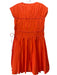 TOVE Size 6 Orange Cotton Sleeveless Gathered Detail Ties Above Knee Dress Orange / 6