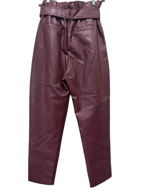 Frankie Shop Size Small Burgundy Polyurethane Belted Gathered Waist Pants Burgundy / Small