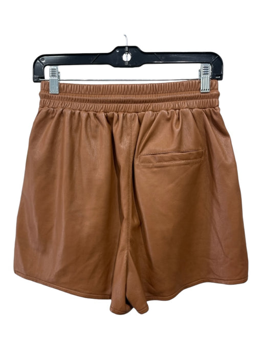 Joie Size 6 Brown Polyurethane Faux Leather Elastic Waist Pockets Shorts Brown / 6