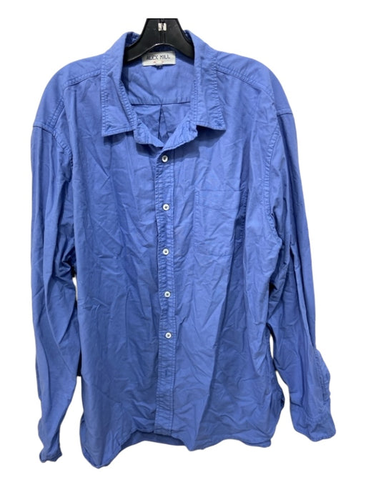 Alex Mill Size XXL Blue Cotton Button Up Collar Long Sleeve front pocket Top Blue / XXL