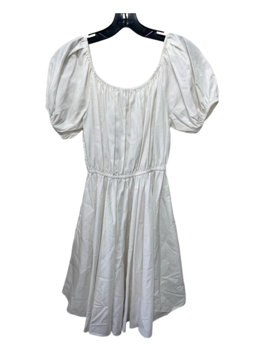 Caroline Constas Size S Ivory White Cotton Babydoll Cap Puff Sleeve Dress Ivory White / S