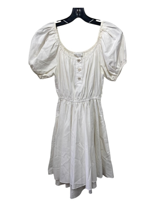 Caroline Constas Size S Ivory White Cotton Babydoll Cap Puff Sleeve Dress Ivory White / S