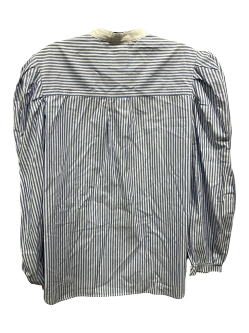 Khaite Size L Blue & White Cotton Vertical Pinstripe Button Up Long Sleeve Top Blue & White / L