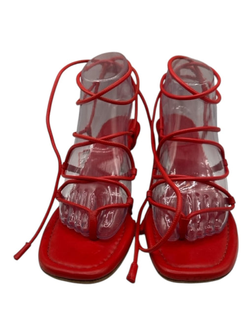 Paul Andrew Shoe Size 39 Red Leather Strappy Kitten Heel Sandals Red / 39