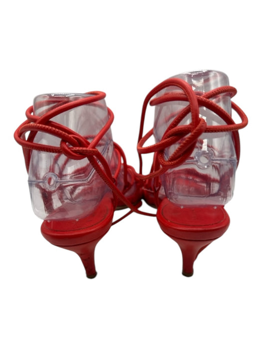 Paul Andrew Shoe Size 39 Red Leather Strappy Kitten Heel Sandals Red / 39