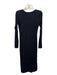 Sundry Size 1 Black Cotton Blend Long Sleeve Tie Detail Side Slit Dress Black / 1