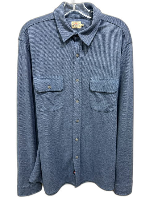Faherty Size XL Blue Cotton Blend Solid Button Up Men's Long Sleeve Shirt Blue / XL