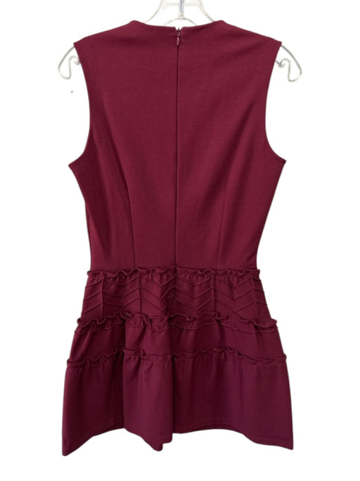 Red Valentino Size S Wine Red Viscose Blend Knit Ruffle Detail Round Neck Dress Wine Red / S