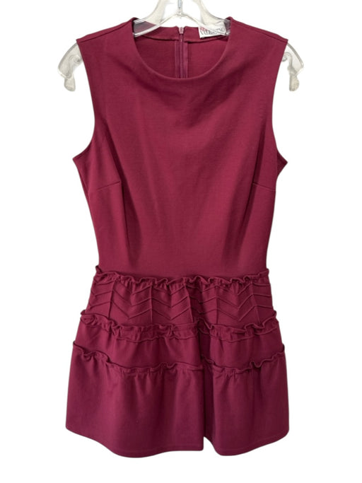 Red Valentino Size S Wine Red Viscose Blend Knit Ruffle Detail Round Neck Dress Wine Red / S