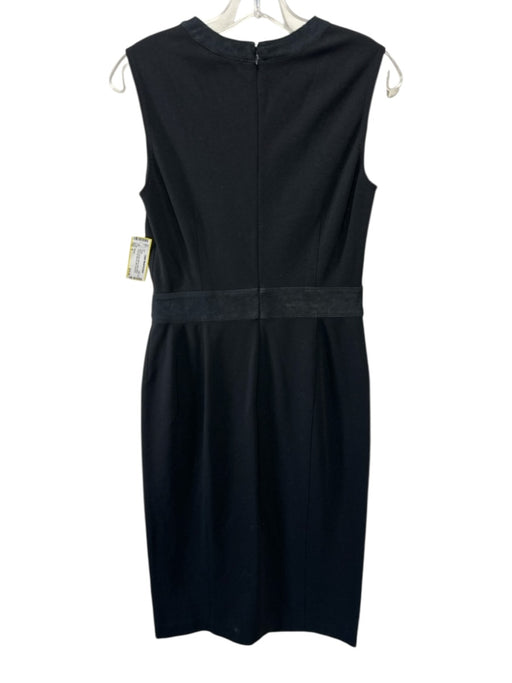 Theory Size 4 Black Viscose Blend Lamb Leather Front Slit Back Zip Midi Dress Black / 4