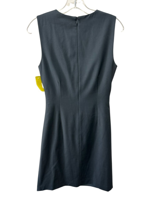 Theory Size 4 Gray Wool Blend Side Gather Sleeveless Sheath Dress Gray / 4
