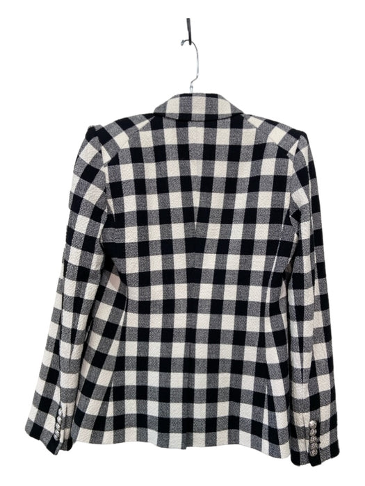 Veronica Beard Size 2 Black & White Linen Blend Blazer Checkered Jacket Black & White / 2