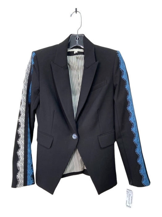 Veronica Beard Size 2 Black & Blue Polyester Blend Blazer Lace Detail Jacket Black & Blue / 2