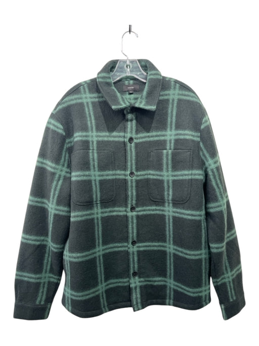 Vince NWT Size M Green Polyester Blend Plaid Button Down Flannel Men's Jacket M