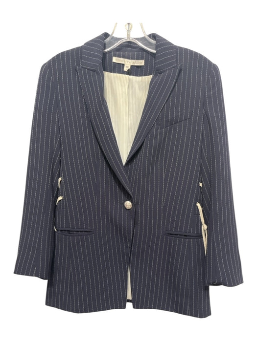 Veronica Beard Size 2 Navy & white Polyester Blend Long Sleeve Pin Stripe Jacket Navy & white / 2