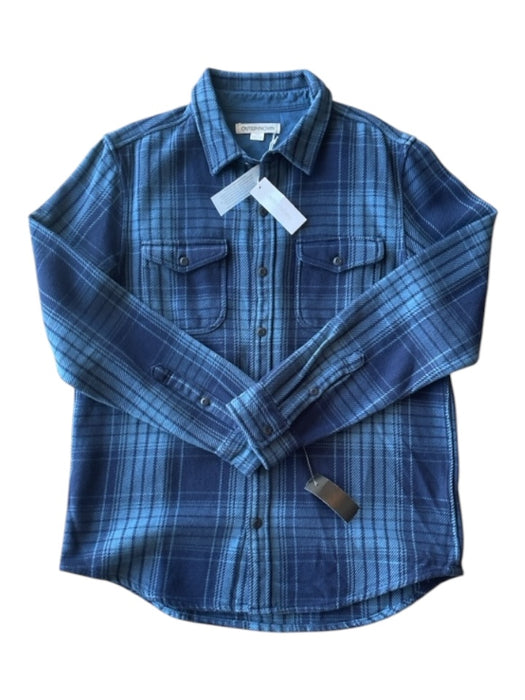 Outerknown NWT Size M Blue Cotton Plaid Flannel Button Down Long Sleeve Shirt M