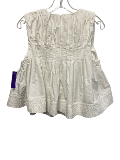 Mare Mare Size S White Cotton Sleeveless Pleated Babydoll Back Zip Top White / S
