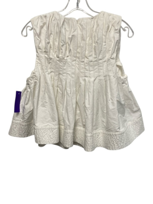 Mare Mare Size S White Cotton Sleeveless Pleated Babydoll Back Zip Top White / S