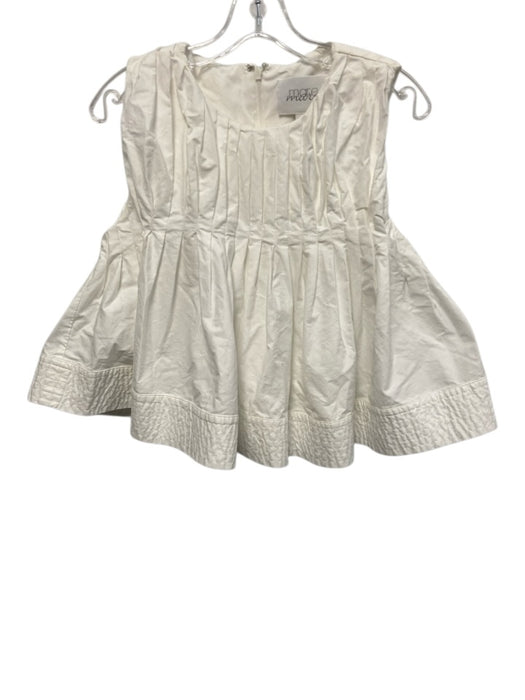 Mare Mare Size S White Cotton Sleeveless Pleated Babydoll Back Zip Top White / S