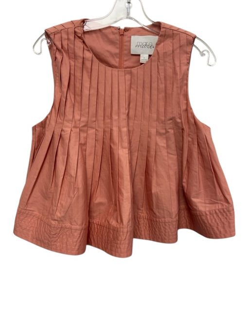 Mare Mare Size S Salmon Pink Cotton Sleeveless Pleated Babydoll Back Zip Top Salmon Pink / S