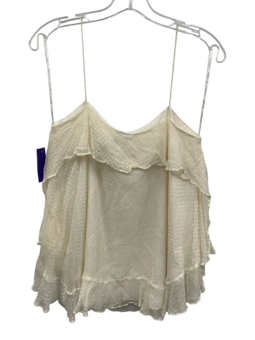 Zimmermann Size 1 Cream White Silk Blend Spaghetti Strap Swiss Dot Tank Top Cream White / 1