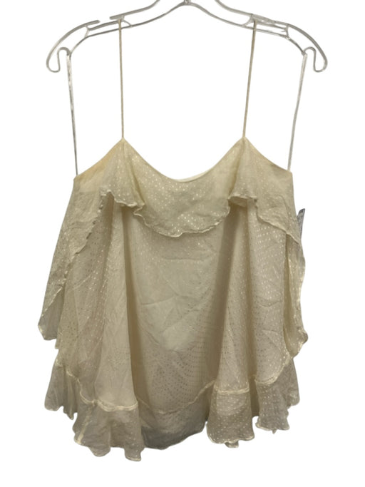 Zimmermann Size 1 Cream White Silk Blend Spaghetti Strap Swiss Dot Tank Top Cream White / 1