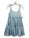 Aje. Size XS/6 Blue Cotton Square Neck Sleeveless Whipstich Detail Tiered Dress Blue / XS/6