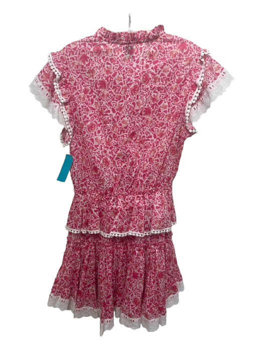 Misa Size Small Pink, Peach & White Cotton Cap Ruffle Sleeve Floral Dress Pink, Peach & White / Small