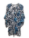 Misa Size Small Navy, Blue, White Viscose Long Balloon Sleeve Floral Dress Navy, Blue, White / Small