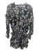 Misa Size XS Black, Peach & White Viscose Long Balloon Sleeve Floral Dress Black, Peach & White / XS