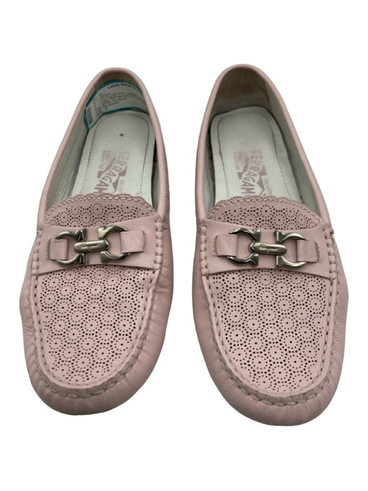 Ferragamo Shoe Size 7 Light Pink Leather Perforated Logo Rounded toe Shoes Light Pink / 7