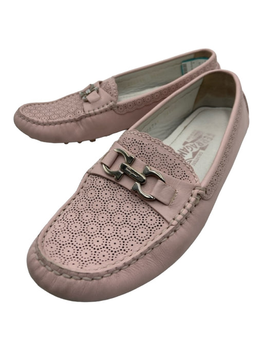 Ferragamo Shoe Size 7 Light Pink Leather Perforated Logo Rounded toe Shoes Light Pink / 7