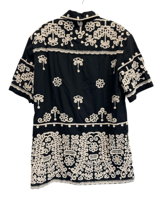 Maeve by ANTHROPOLGIE Size SP Black & Cream Beige Cotton Embroidered Dress Black & Cream Beige / SP