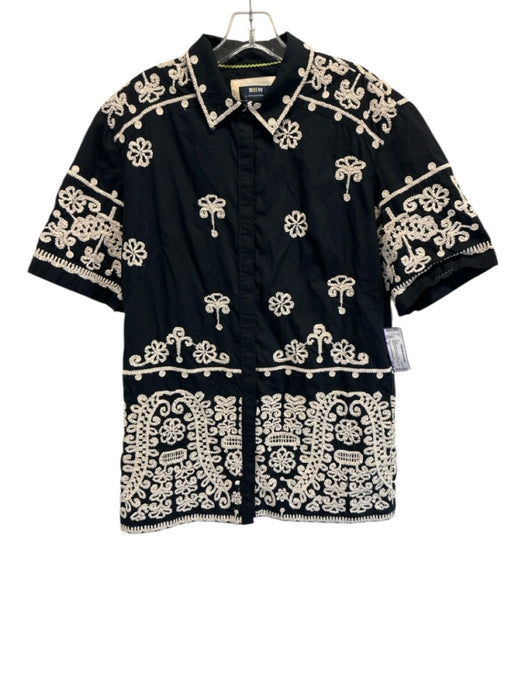 Maeve by ANTHROPOLGIE Size SP Black & Cream Beige Cotton Embroidered Dress Black & Cream Beige / SP