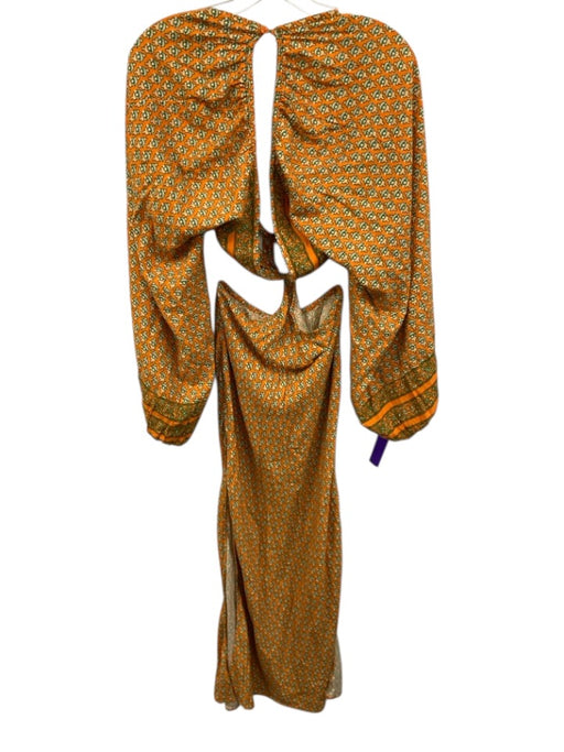 Jen's Pirate Booty Size XS Orange & Green Viscose Long Balloon Sleeve Dress Orange & Green / XS