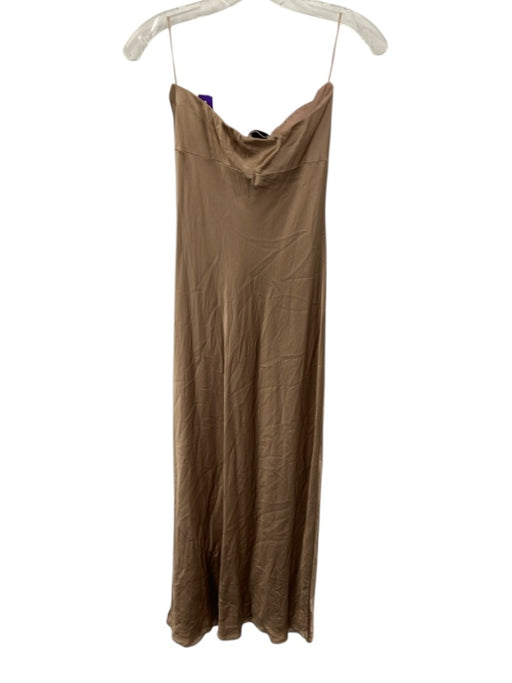 Reformation Size S Beige Silk Satin Strapless Column Maxi Dress Beige / S