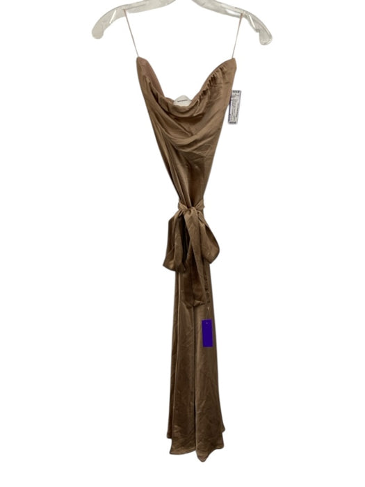 Reformation Size S Beige Silk Satin Strapless Column Maxi Dress Beige / S